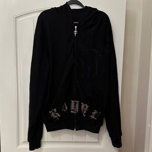 Black Royal Zip Up Hoodie